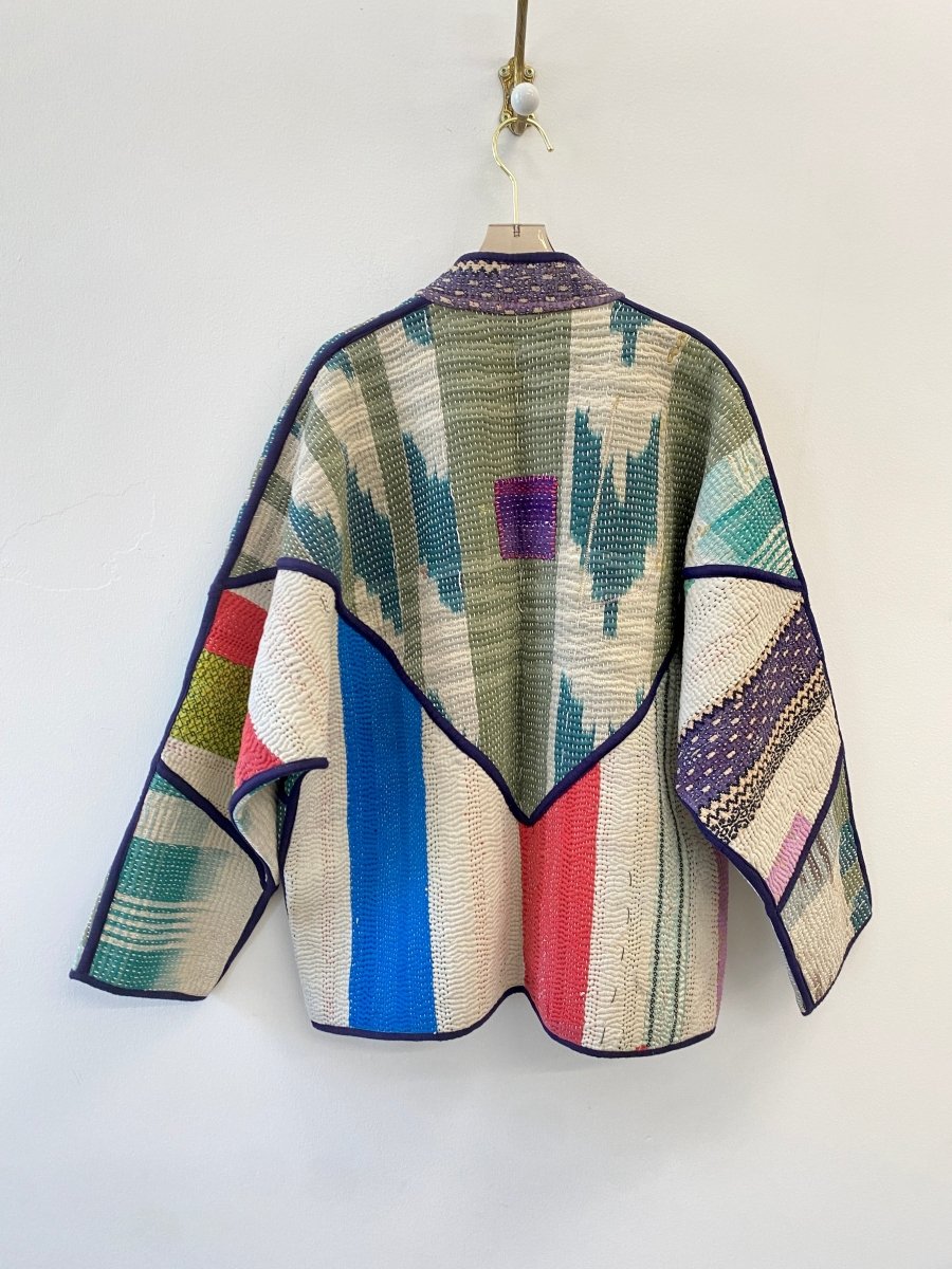 Reversible Ladhiya Quilted Jacket in Colors Teal, Cream, Sage & Blue, Red, Orange, Yellow - Made X Hudson