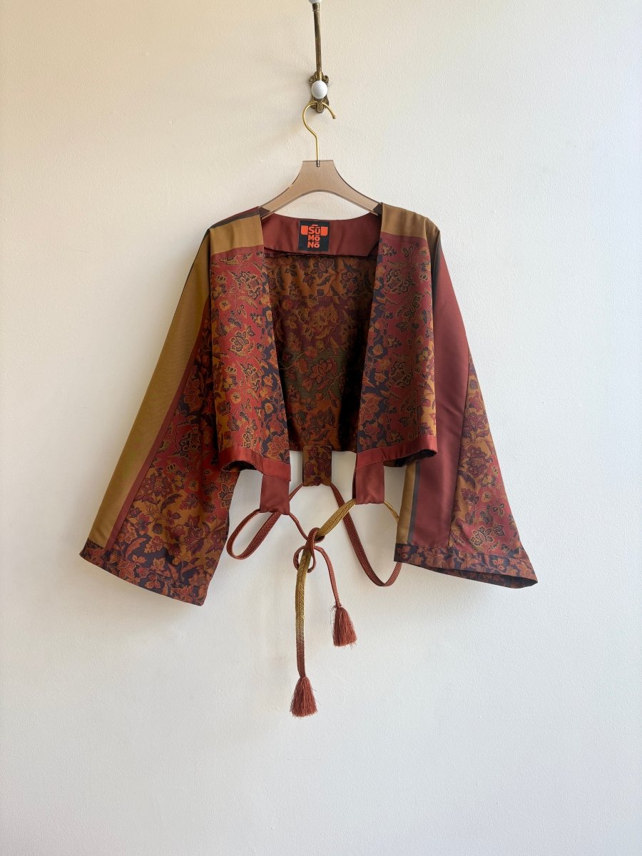 Silk Jacquard Bolero w/ Silk Obijime Tie - Made X Hudson