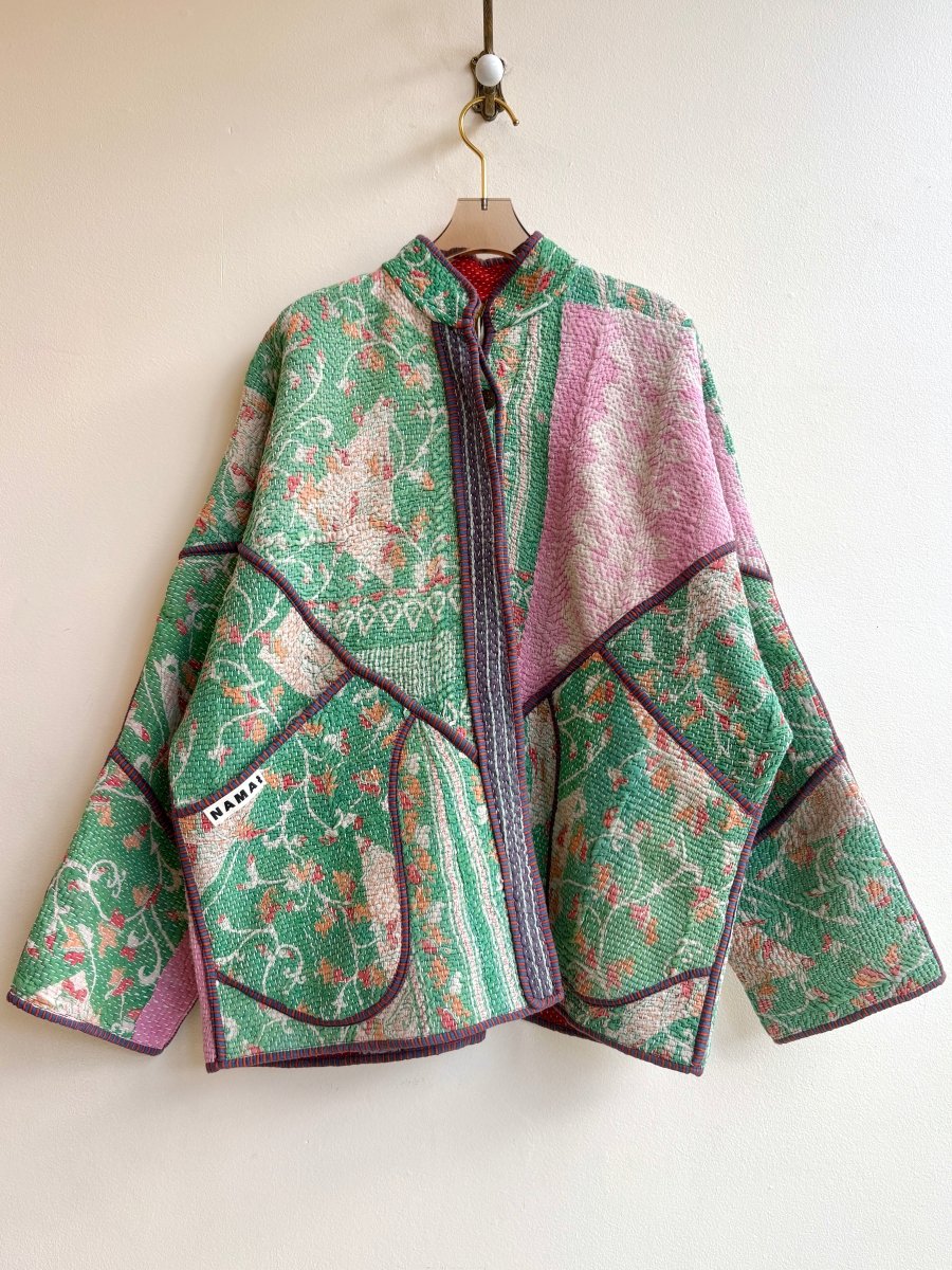 Reversible Ladhiya Quilted Jacket in Colors Jade, Baby Pink, Peach & Tomato, Emerald - Made X Hudson