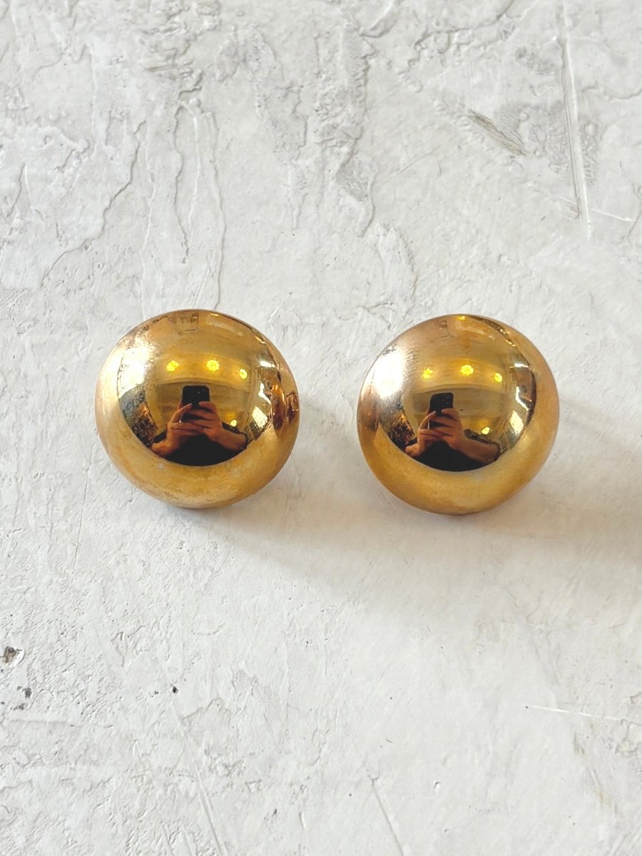 Gold Tone Mega Dome Clip On Earrings (Vintage) - Made X Hudson