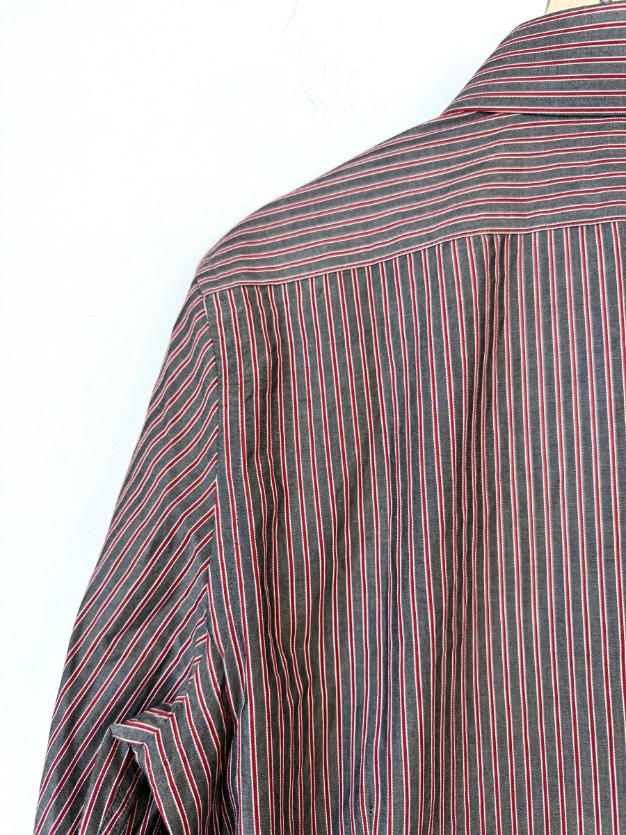The Vale Shirt in Charcoal and Red Stripe (Reworked) - Made X Hudson
