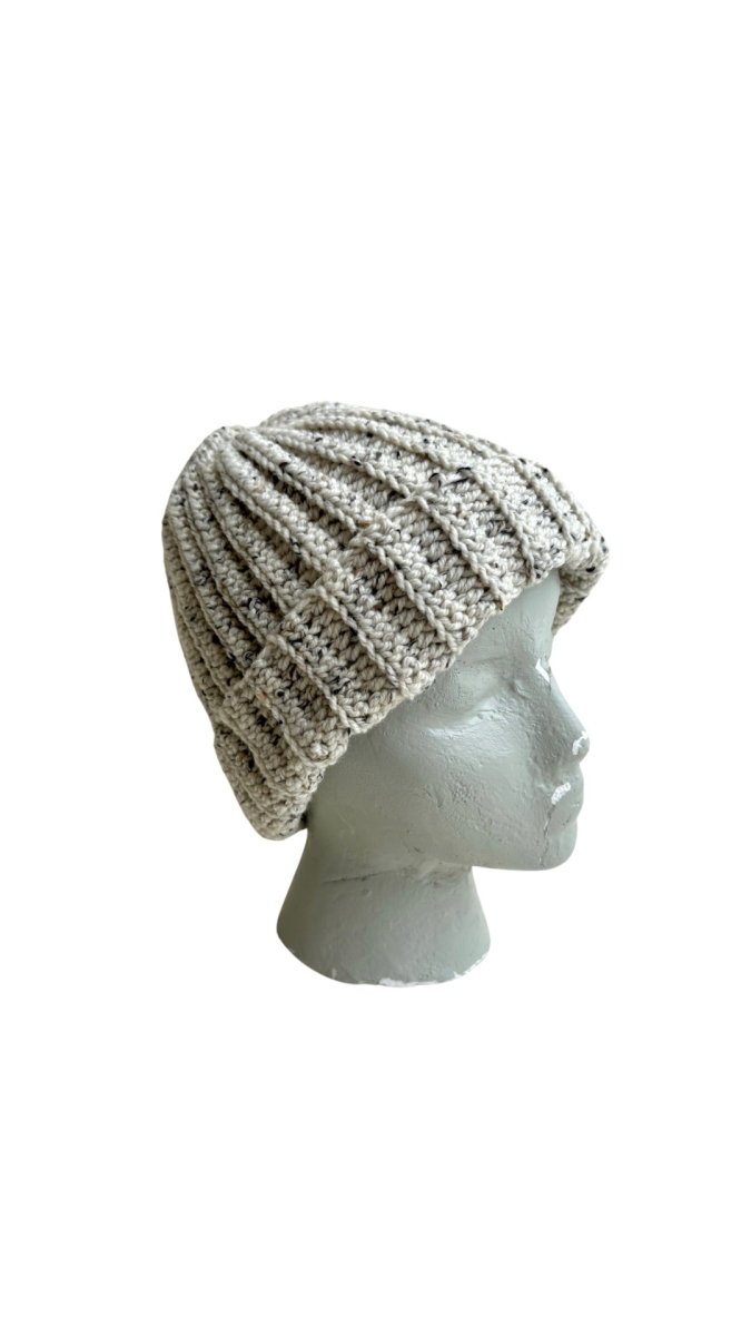 Hand Crochet Beanie in Cream Tweed - Made X Hudson