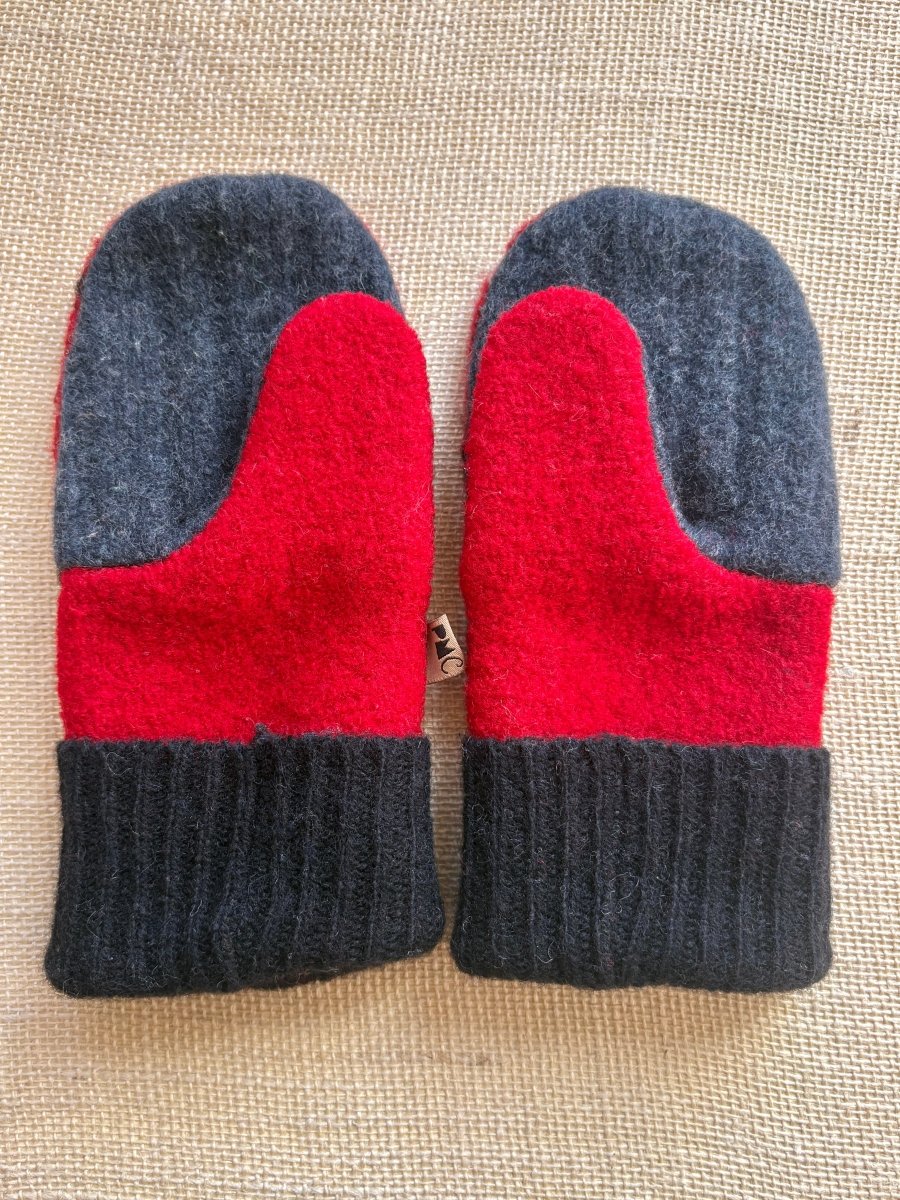 Red, Black, Cream Women’s Wool Mittens - Made X Hudson