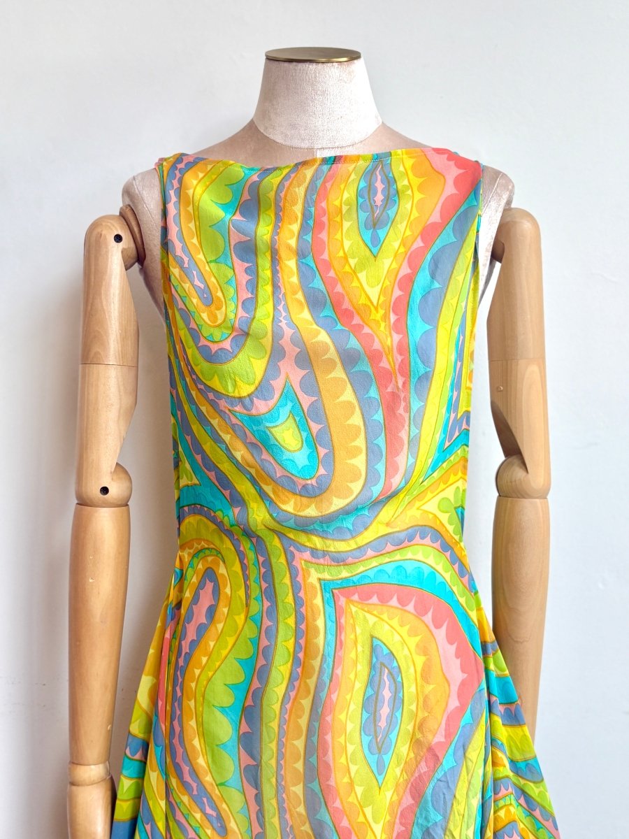 Zero - Waste Dress in Neon Colors Groovy Swirl - Made X Hudson