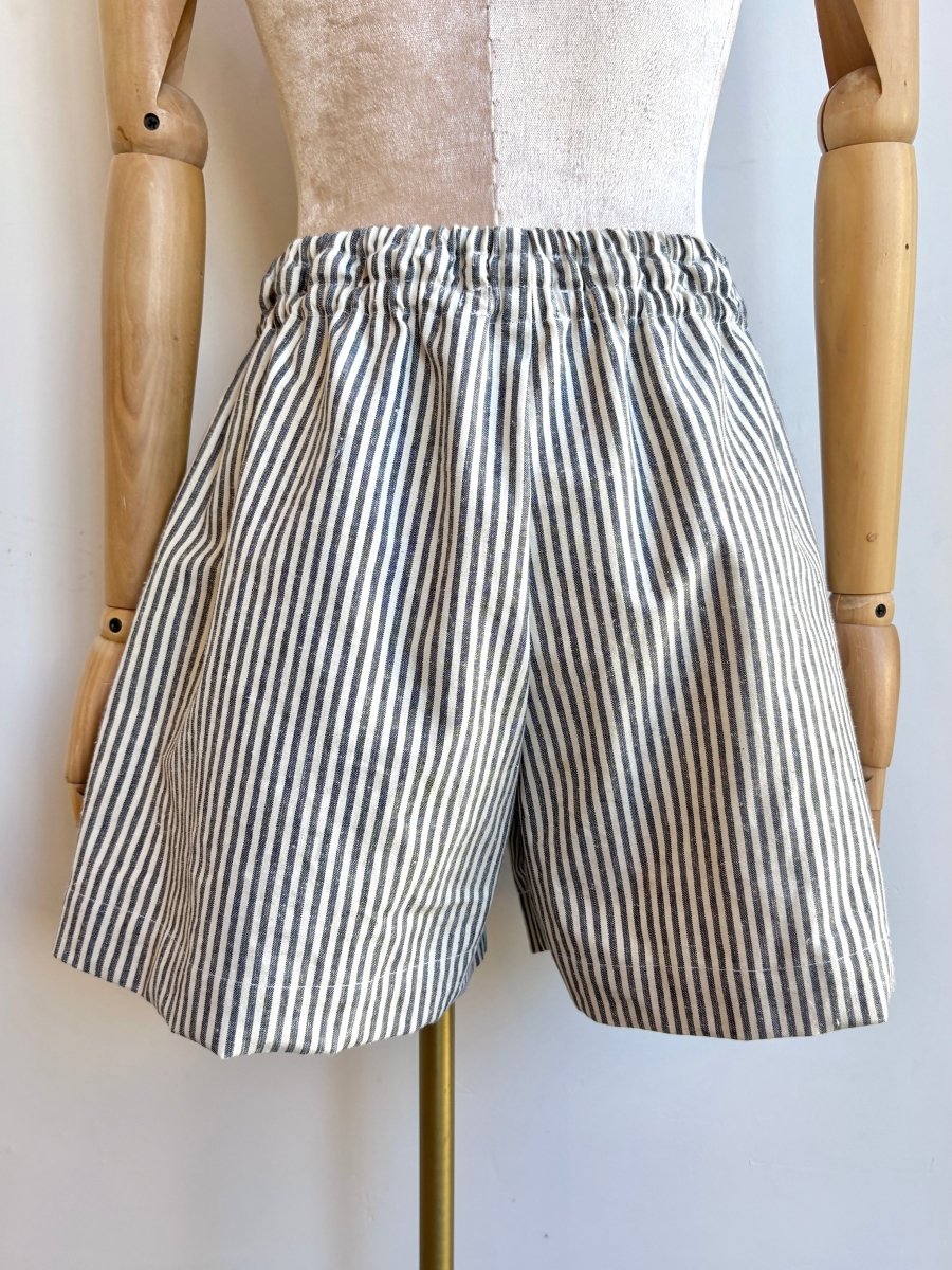 Black & Ivory Striped Town Shorts - Made X Hudson