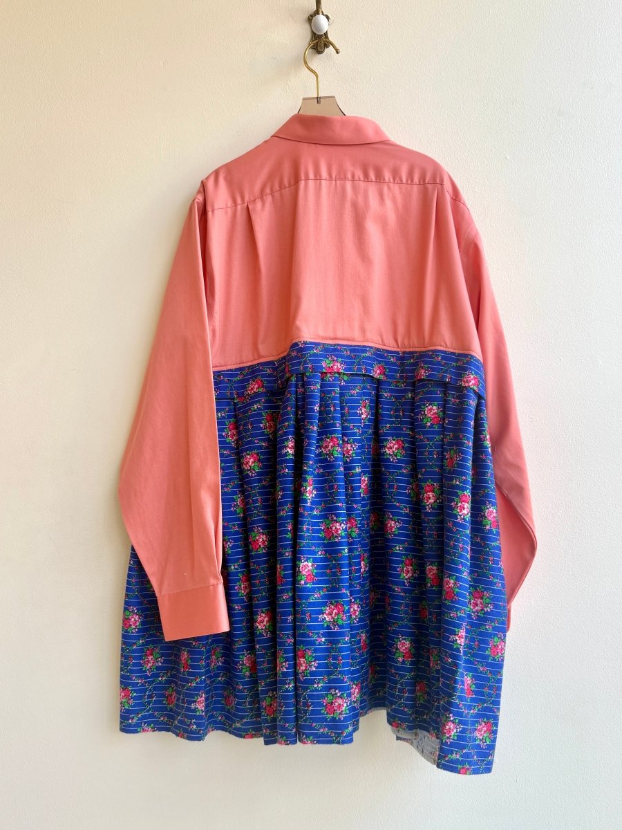 Empire Shirtwaist Dress in Coral and Rose Vine Flannel (Reworked) - Made X Hudson