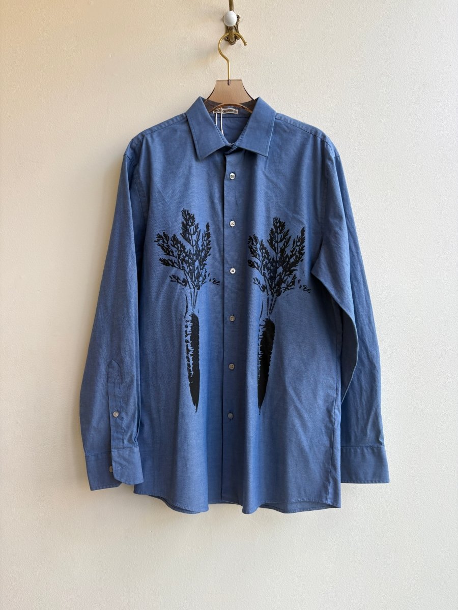 "Otis” Blue Carrot Print Shirt (Reworked) - Made X Hudson
