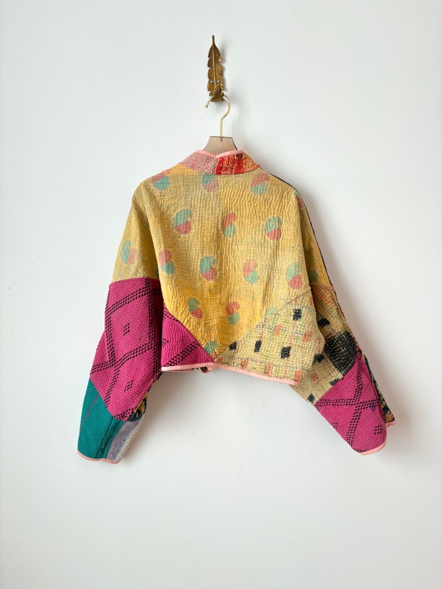 Reversible Kaira Quilted Cropped Jacket in Colors Light Pink, Blush, Red, Green & Marigold, Hot Pink, Lavender, Teal, Black - Made X Hudson