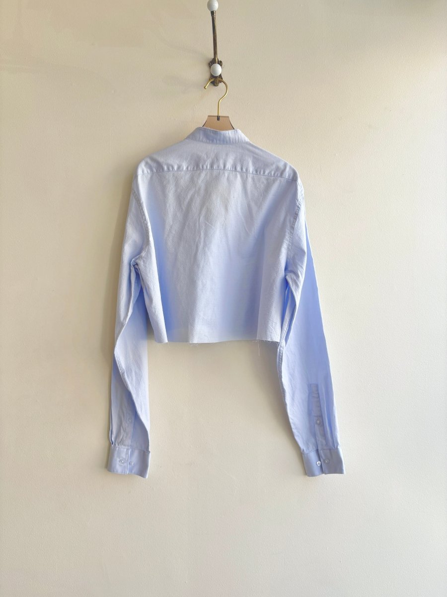 Annette Crop Light Blue Textured Top (Reworked) - Made X Hudson