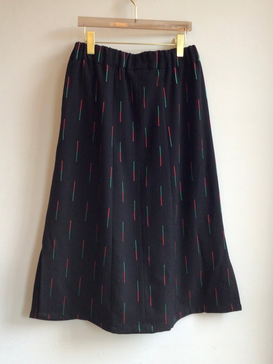 Black with Green & Red Stripes Zero Waste Skirt - Made X Hudson