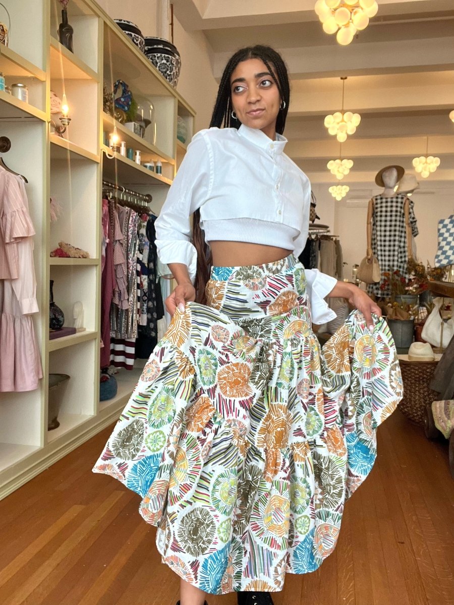 Mexican Print Cotton Maxi Skirt - Made X Hudson