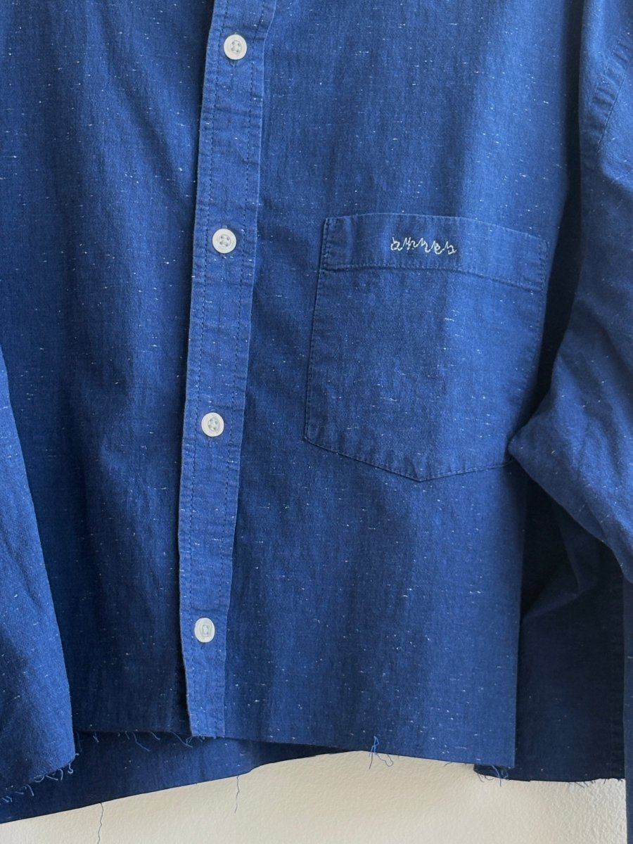 Colbalt Blue w/ Micro White Dot Annette Crop Top (Reworked) - Made X Hudson