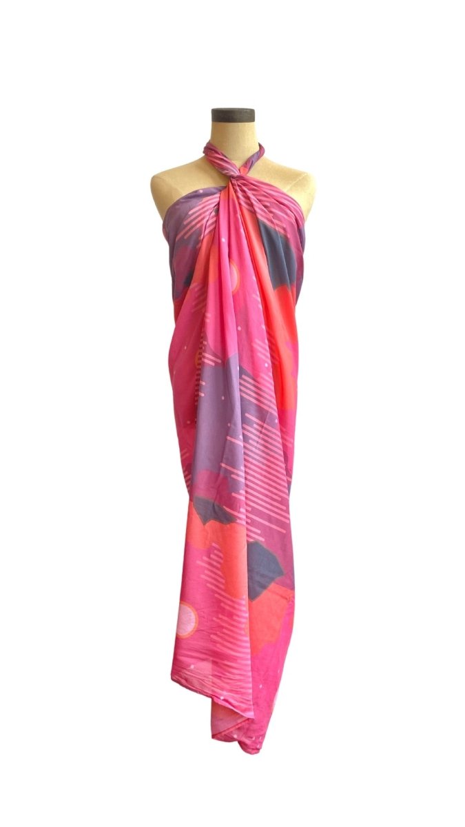 Sarong Tie Wrap Dress (Pink Beach Scene) - Made X Hudson