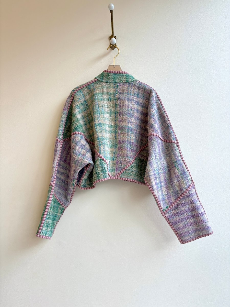 Reversible Kaira Quilted Cropped Jacket in Colors Lavender, Mauve, Pink, Blue, Mint & Blue, Light Blue, Purple, Lime Green - Made X Hudson