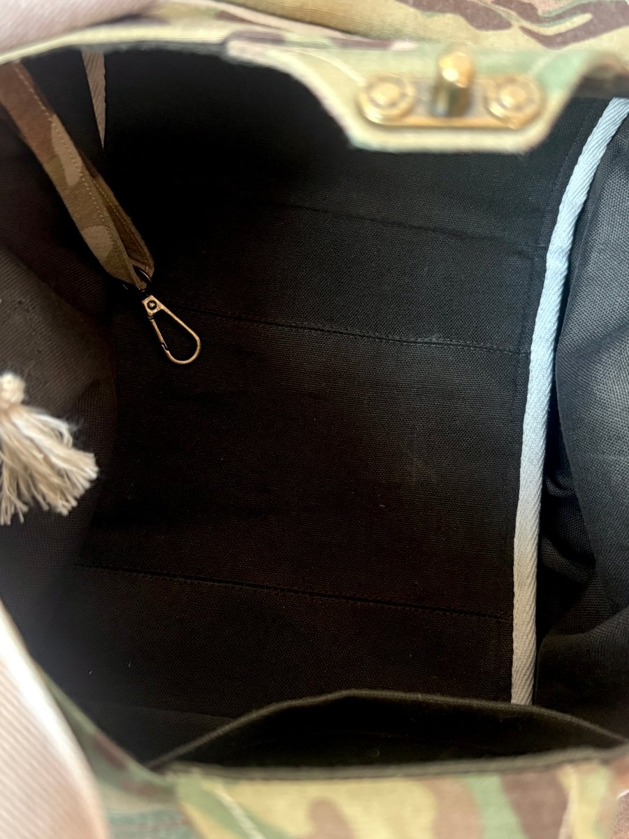 Mini Cross - Body Duffel Bag in Faded Camo w/ Cream Webbing - Made X Hudson