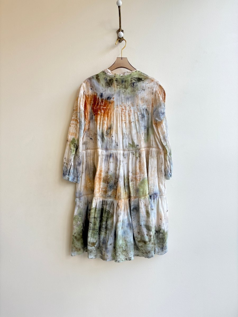 Blue, Orange, Olive 2 - Tier Eco - Printed Dress (Reworked) - Made X Hudson