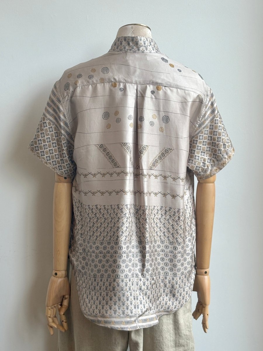 Short Sleeve Popover Shirt in Taupe Multiprint - Made X Hudson