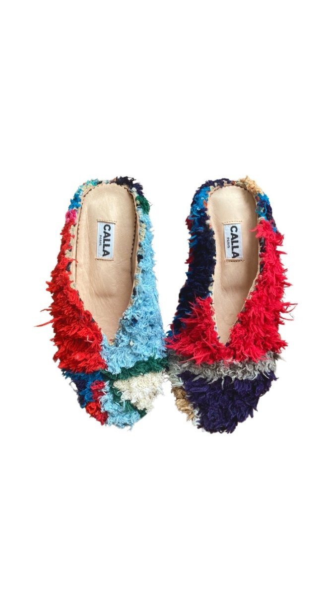 Aili Babouche Mules In Colors Pale Blue, Neon Red, Navy, Cream, & White (Size 39) - Made X Hudson
