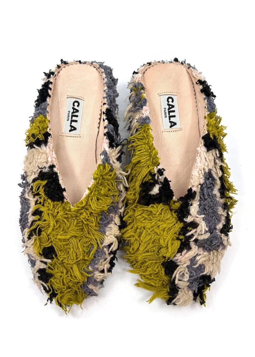 Aili Babouche “Hugo” Mules In Colors Olive, Cream, Black, Grey (Size 38) - Made X Hudson