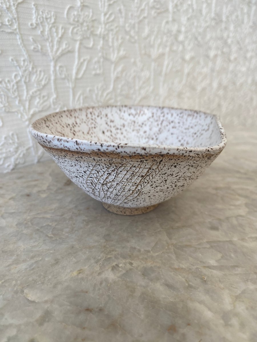 White Spotted Dent Decorative Bowl - Made X Hudson