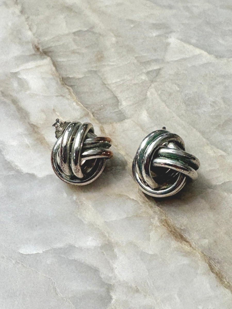 Solid Sterling Silver Knot Stud Earrings (Vintage) - Made X Hudson