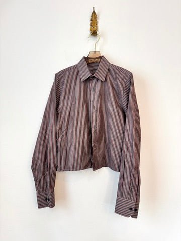 The Vale Shirt in Charcoal and Red Stripe (Reworked) - Made X Hudson