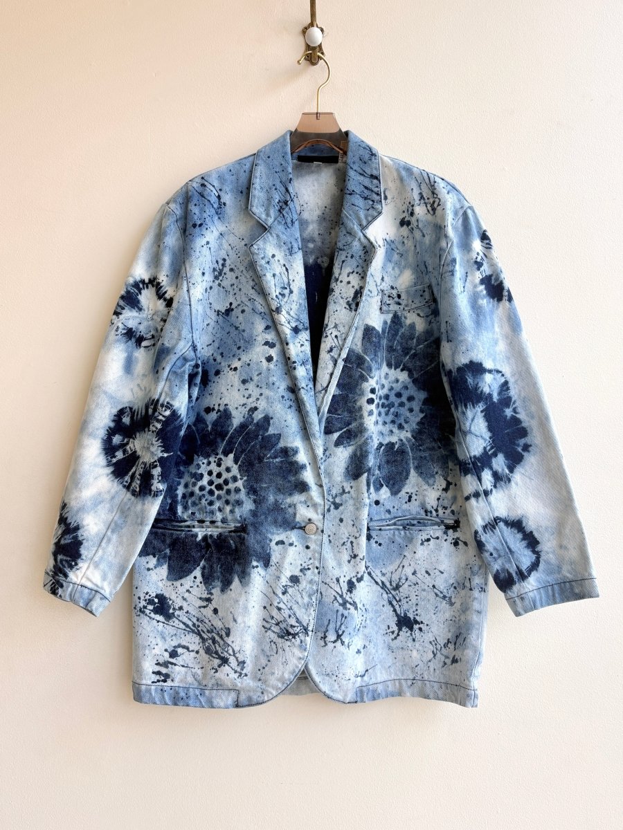 "Sunflower" Distressed Denim Blazer (Reworked) - Made X Hudson
