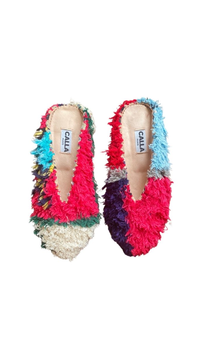 Aili Babouche Mules In Colors Pale Blue, Neon Pink, Purple, Cream, & Green (Size 38) - Made X Hudson