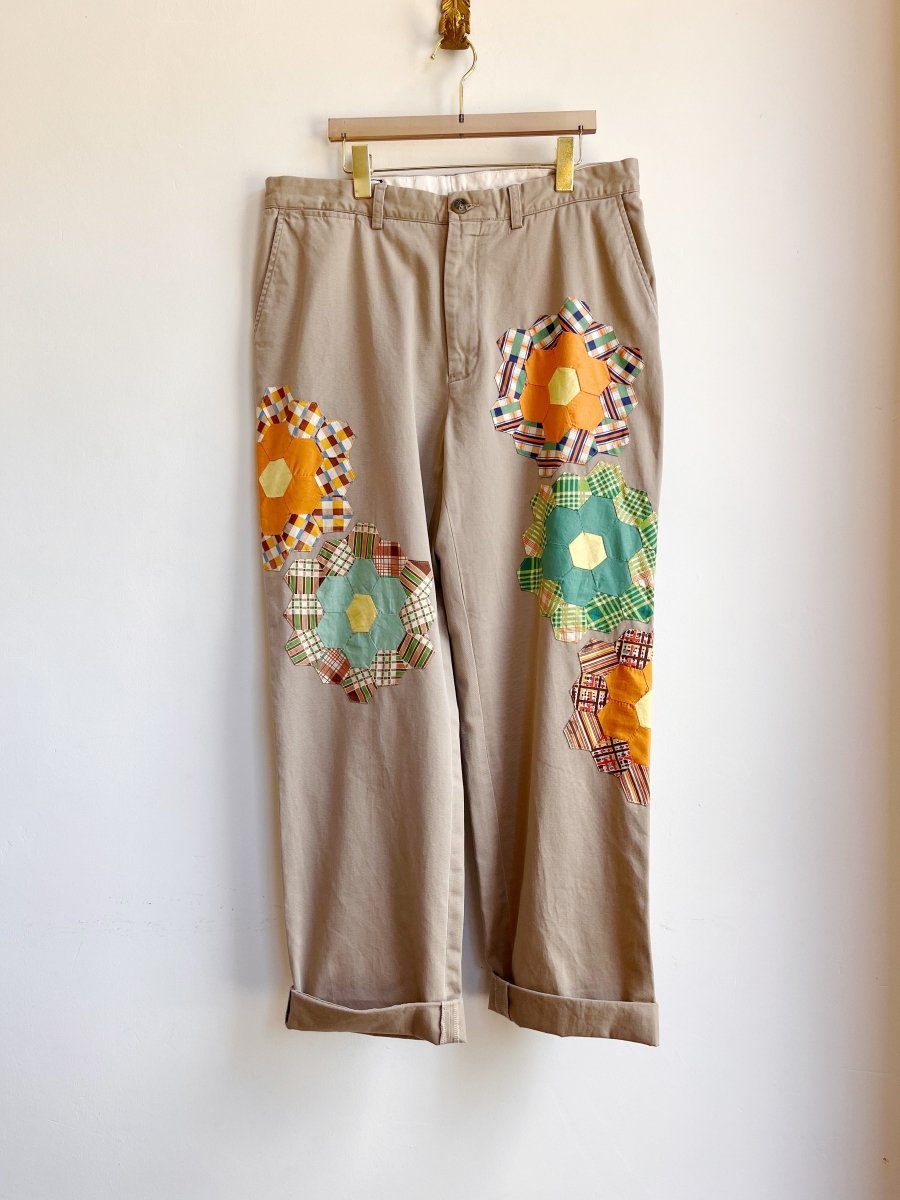 5 Dresden Quilted Plate Blocks Tan Chino Pant (Reworked) - Made X Hudson