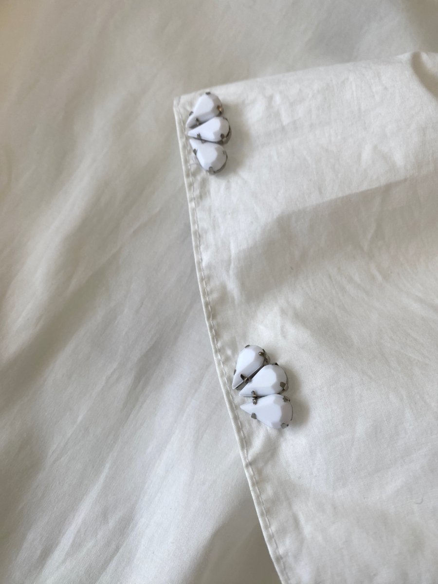 White and Blue Pinstripe Peplum w/ Belt - Made X Hudson