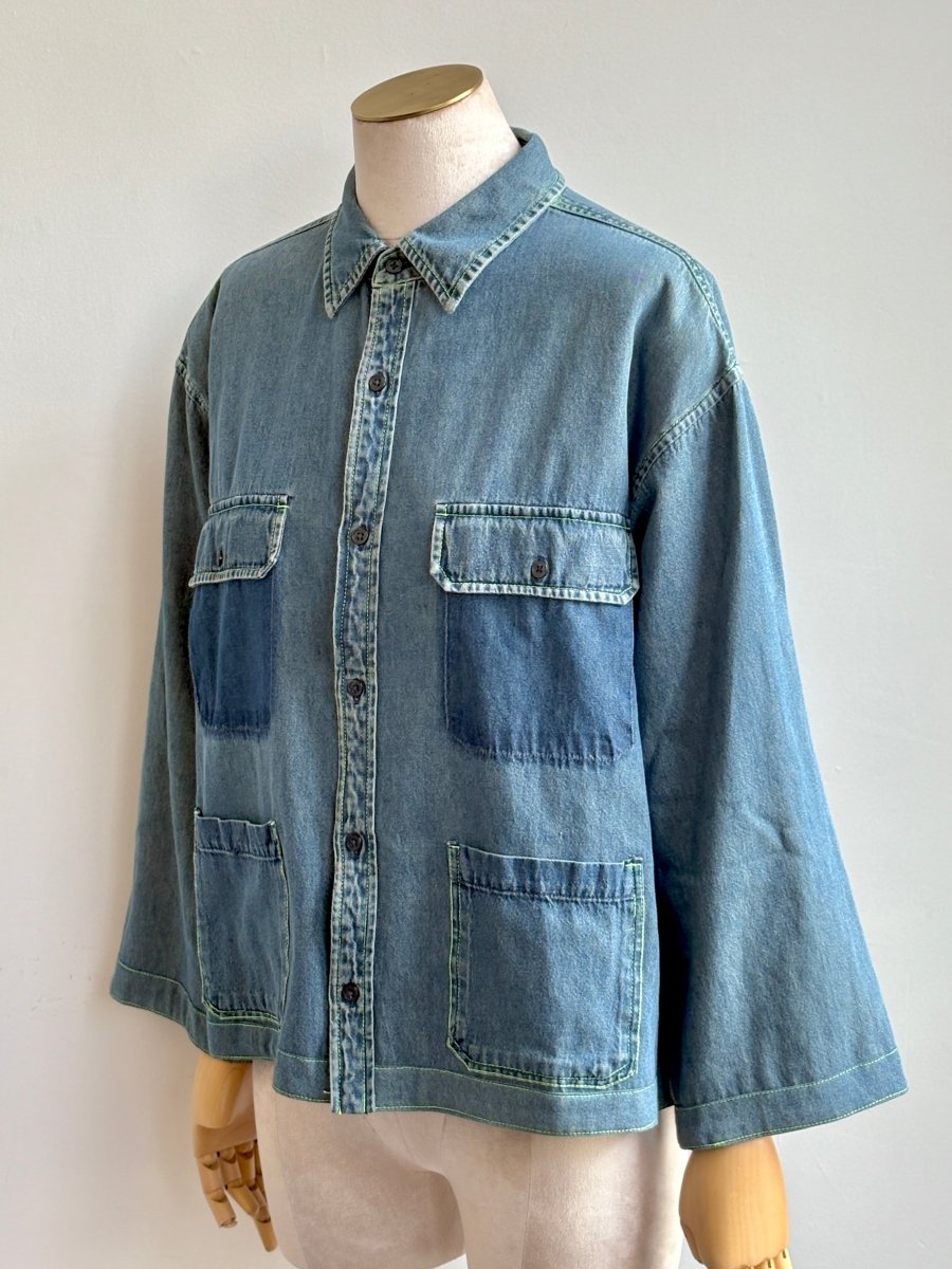 Lime Top - Stitch Denim Shirtjacket (Reworked) - Made X Hudson