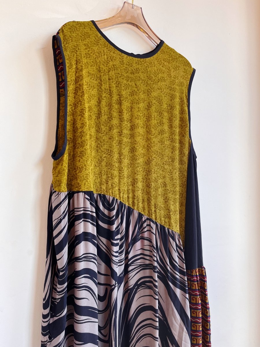 Anan Long Dress, Upcycled Silk in Colors Moss, Rust, Heather & Black - Made X Hudson