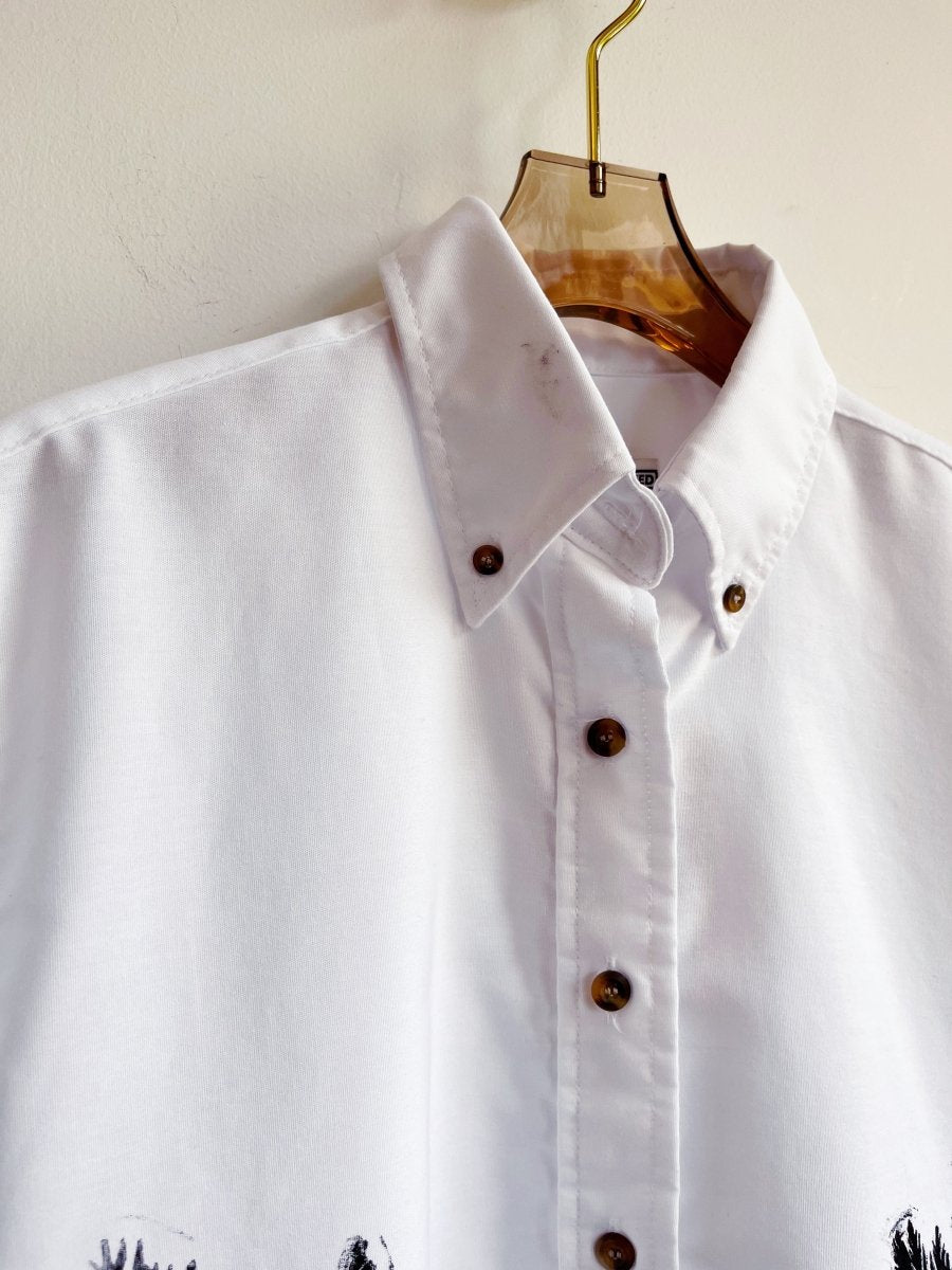 Short Sleeve Carrot Shirt w/ Tortoise Buttons (Reworked) - Made X Hudson