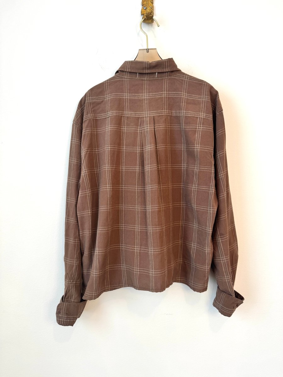 The Vale Shirt in Checkered Fawn Silk (Reworked) - Made X Hudson