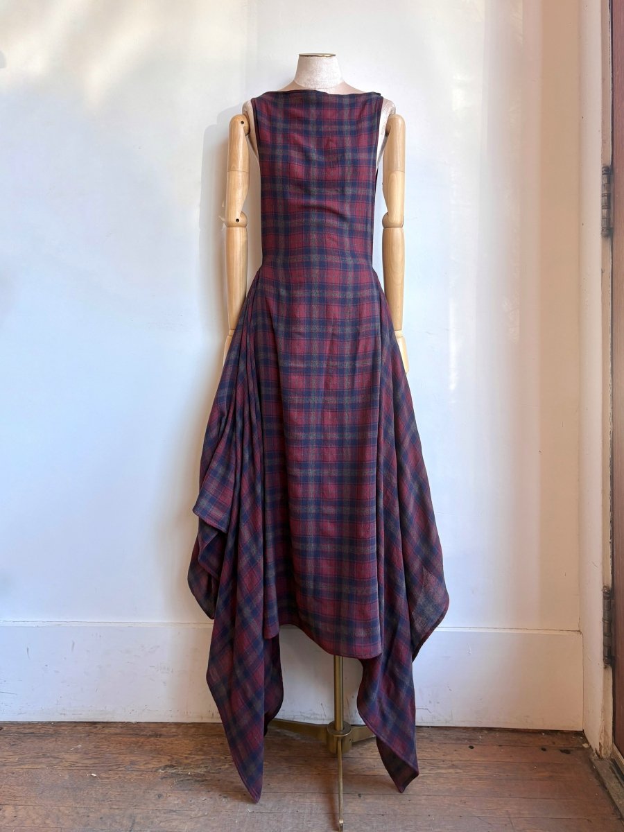 Zero - Waste Dress in Red, Blue, and Grey Plaid - Made X Hudson