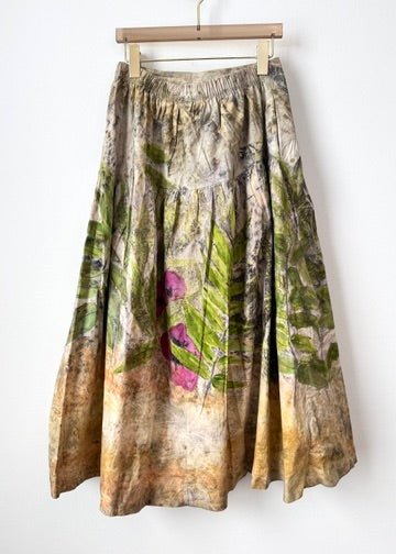 "Tyrian" Taupe Sumac Leaf Eco-Printed Bell Skirt (Reworked) - Made X Hudson