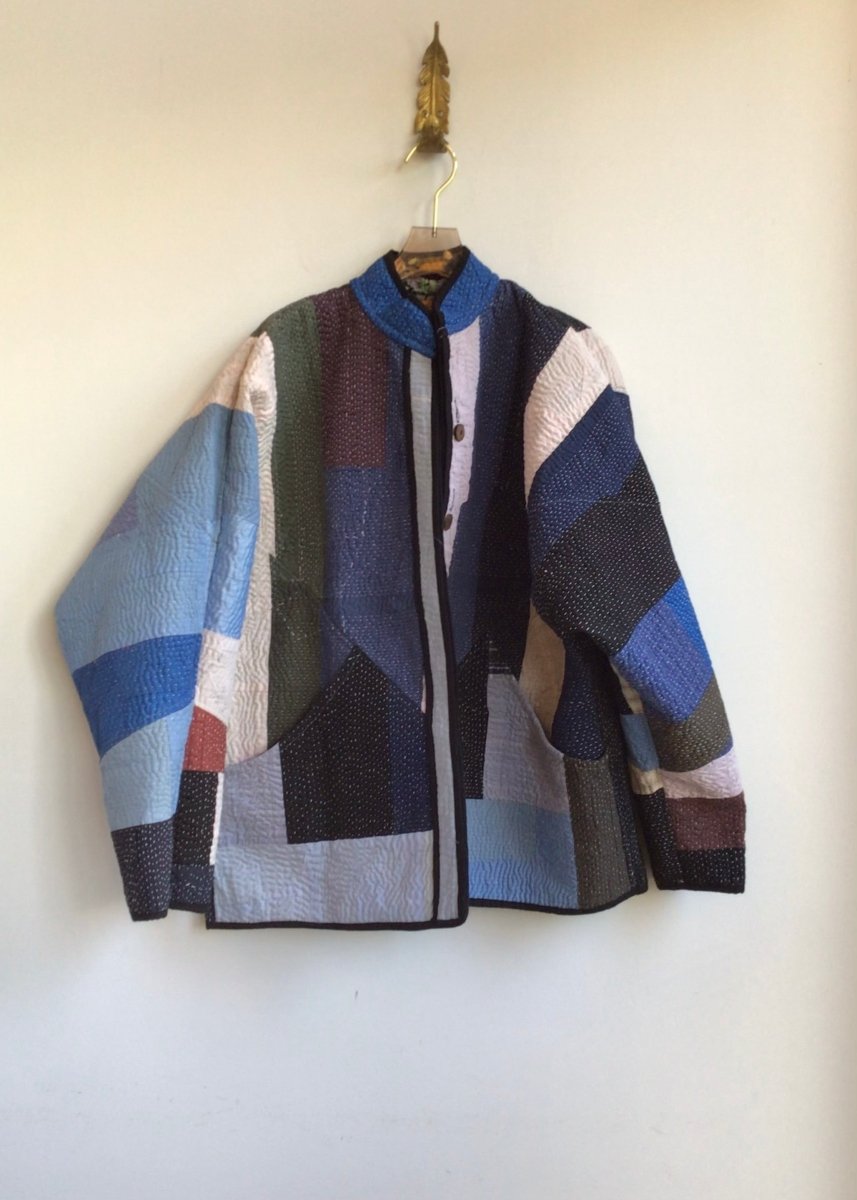 Reversible Ladhiya Quilted Jacket in Colors Blue, Black, Cream, Grey & Black, Red, Purple, Green - Made X Hudson