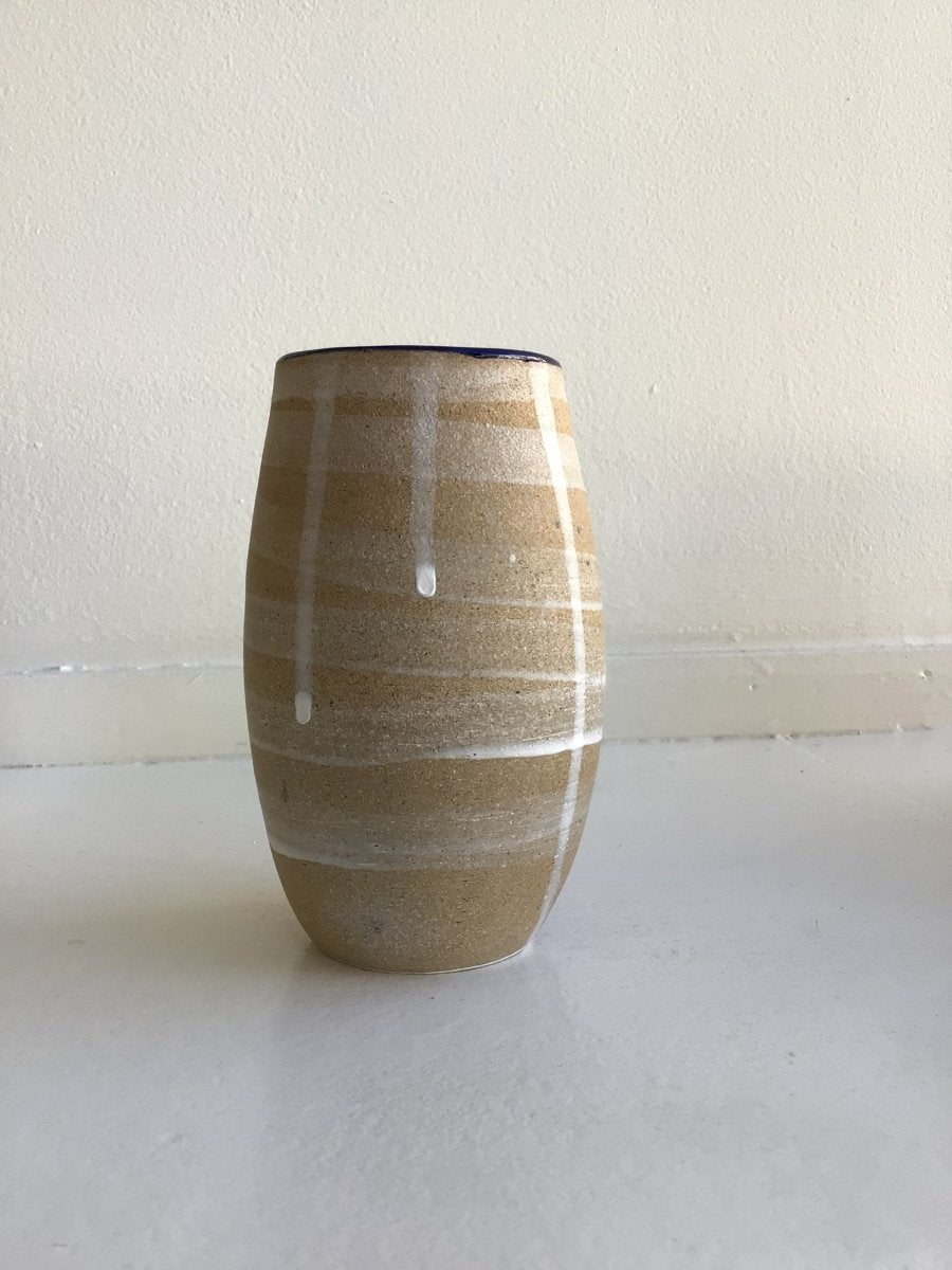Drip with Navy Glazed Interior Decorative Vase 2 - Made X Hudson