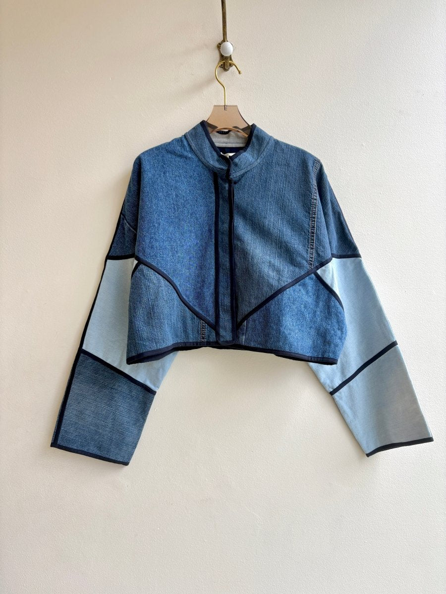 “Serene” Kaira Upcycled Denim Cropped Jacket - Made X Hudson