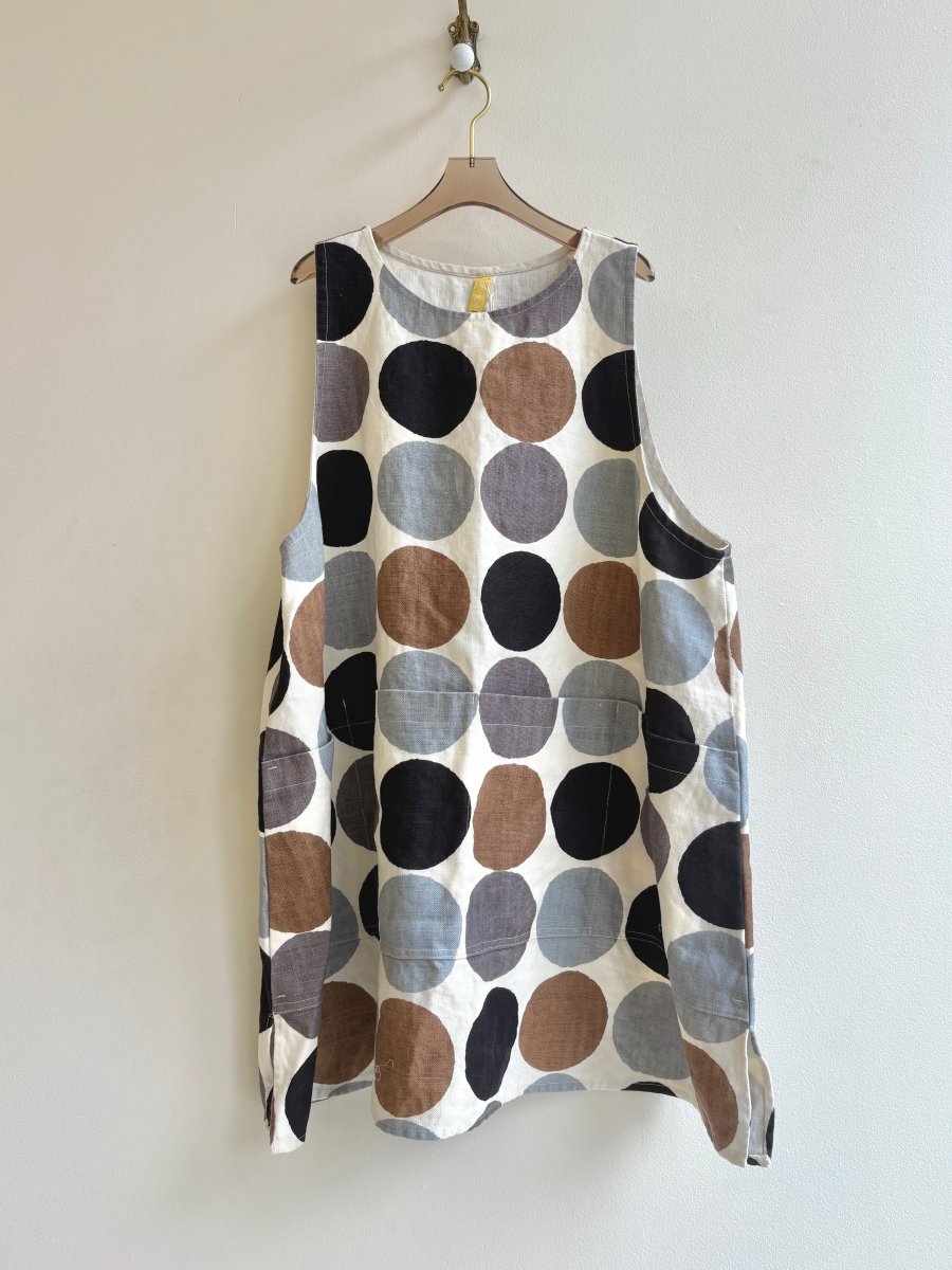 Bold Dot Studio Apron Dress in Ivory, Earl grey, and Chestnut - Made X Hudson