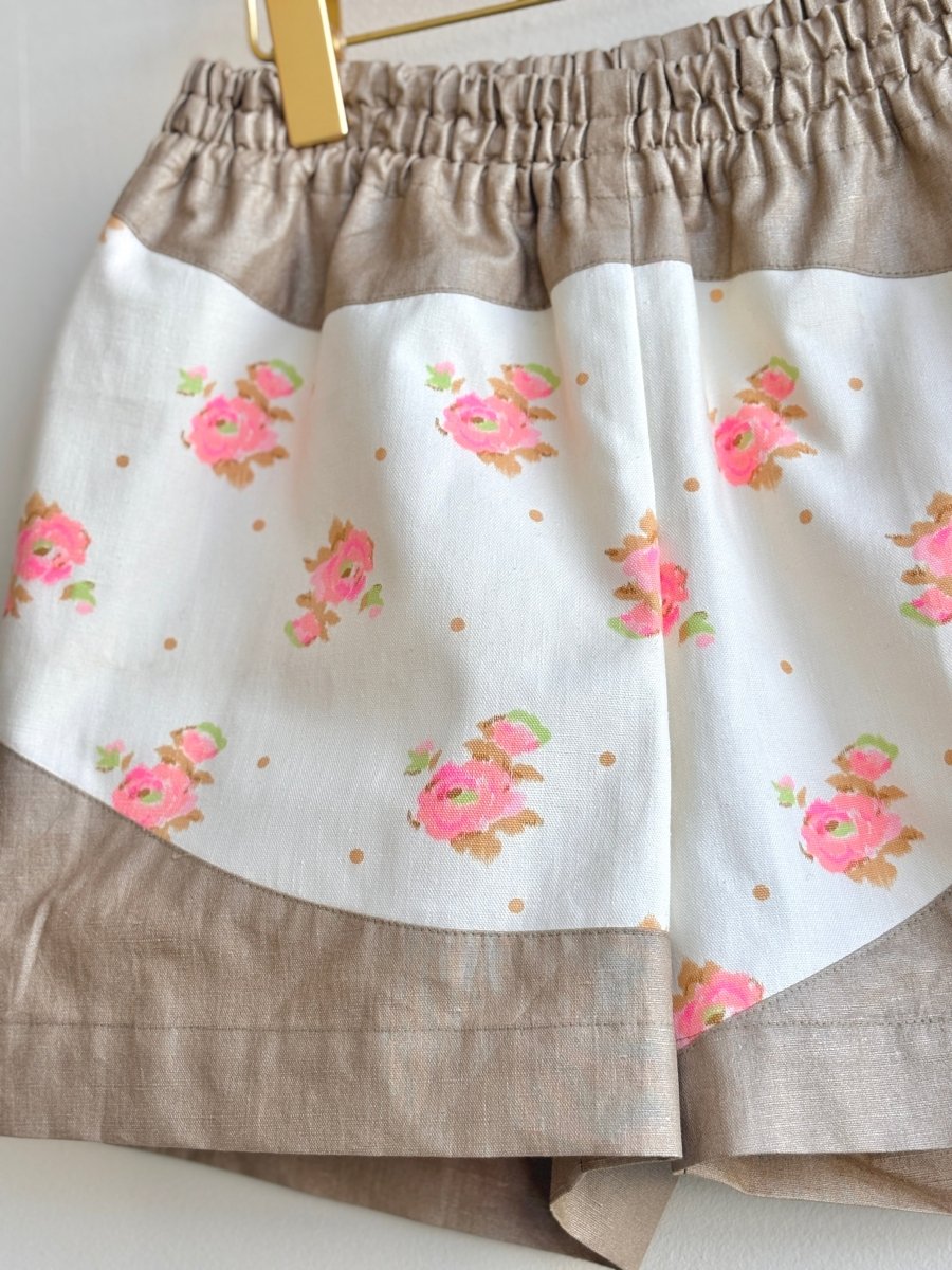 Gold & Pink Flower Print Wave Shorts - Made X Hudson