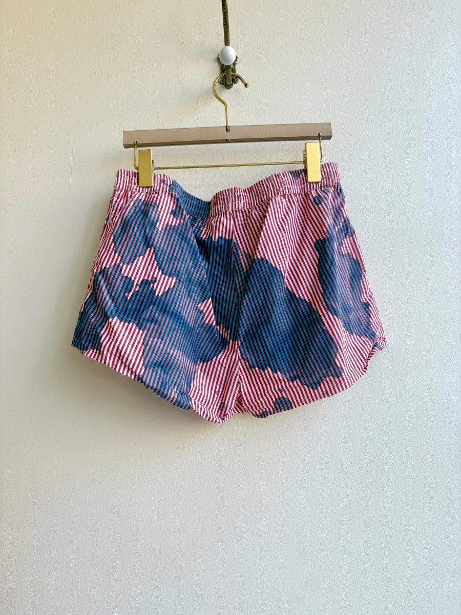 Blue Spilled Cyanotype Red Stripe Shorts (Reworked) - Made X Hudson