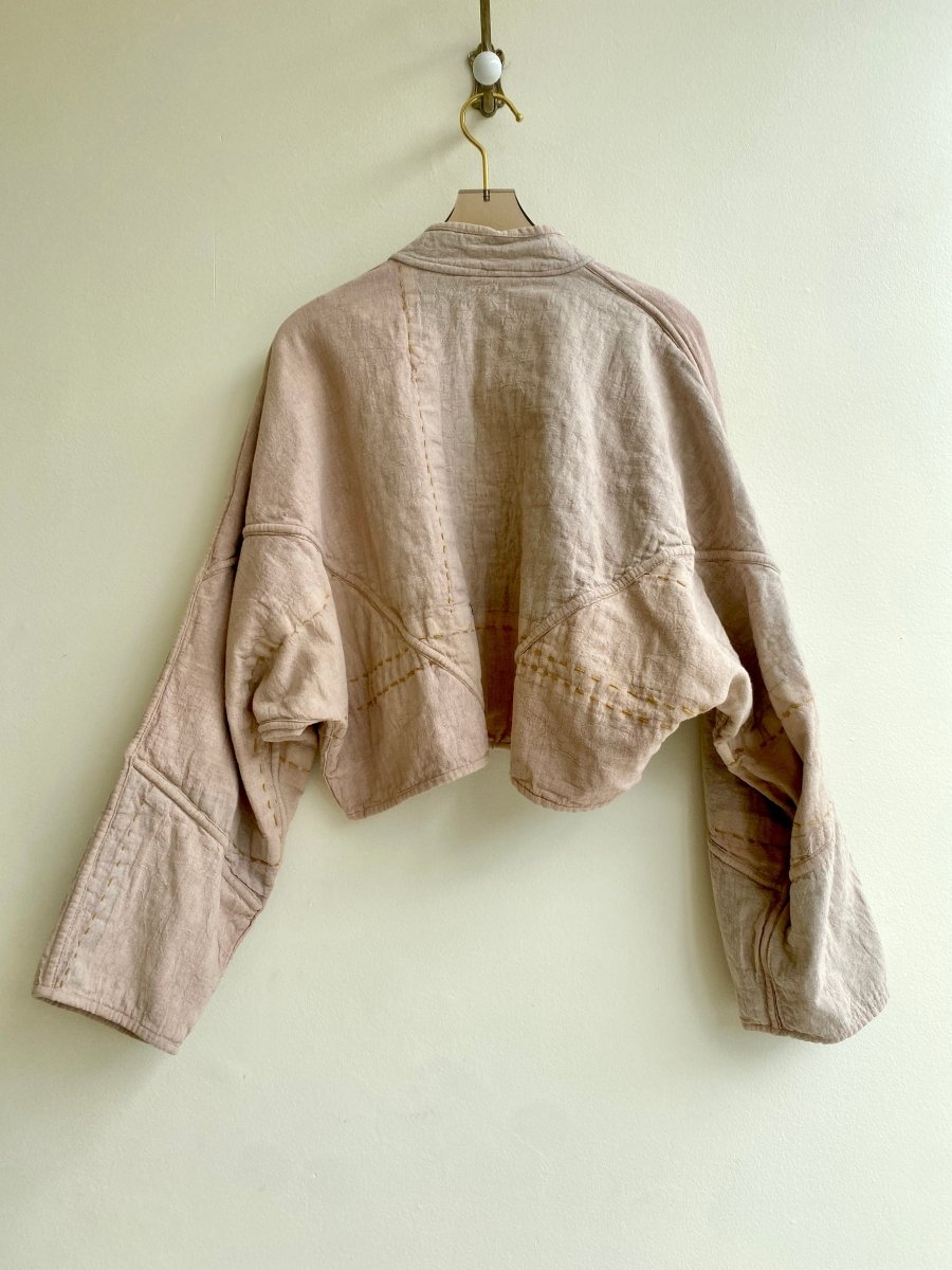 Reversible Kaira Quilted Cropped Jacket in Colors Red, Yellow, Black & Flax - Made X Hudson