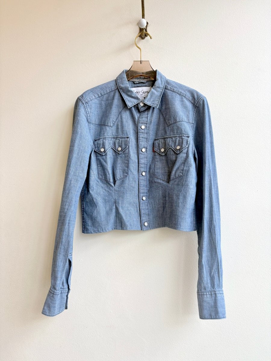The Kevin Top | Stone Denim w/ Pearl Snaps (Reworked) - Made X Hudson