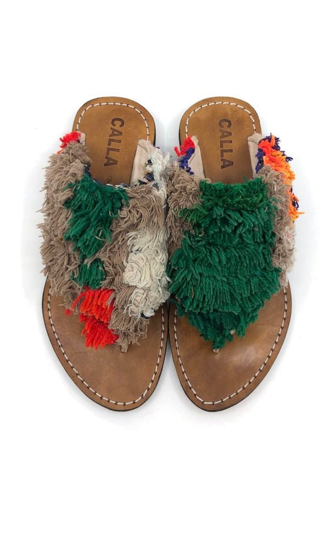 Lili Sandals “Aeliana” In Colors Green, Brown, Orange & Red (Size 36) - Made X Hudson