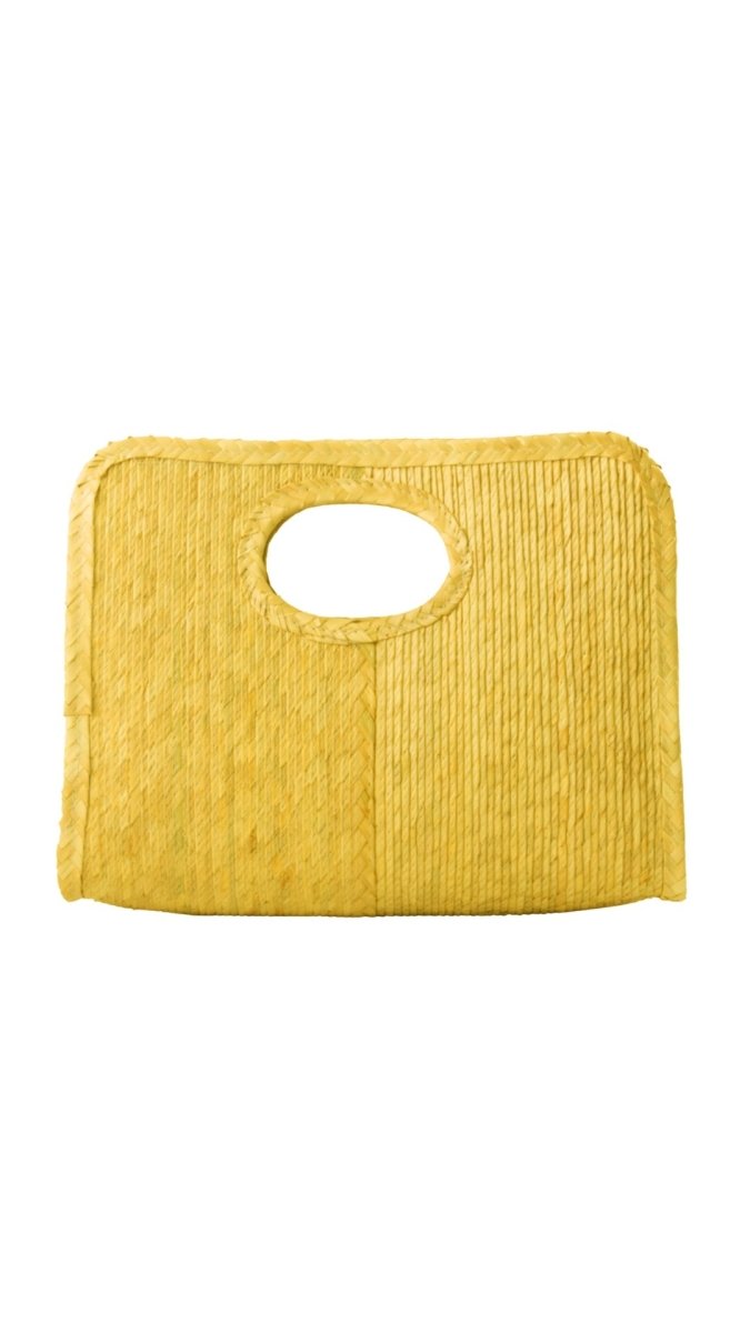 Mini Square Straw Beach Tote Yellow - Made X Hudson