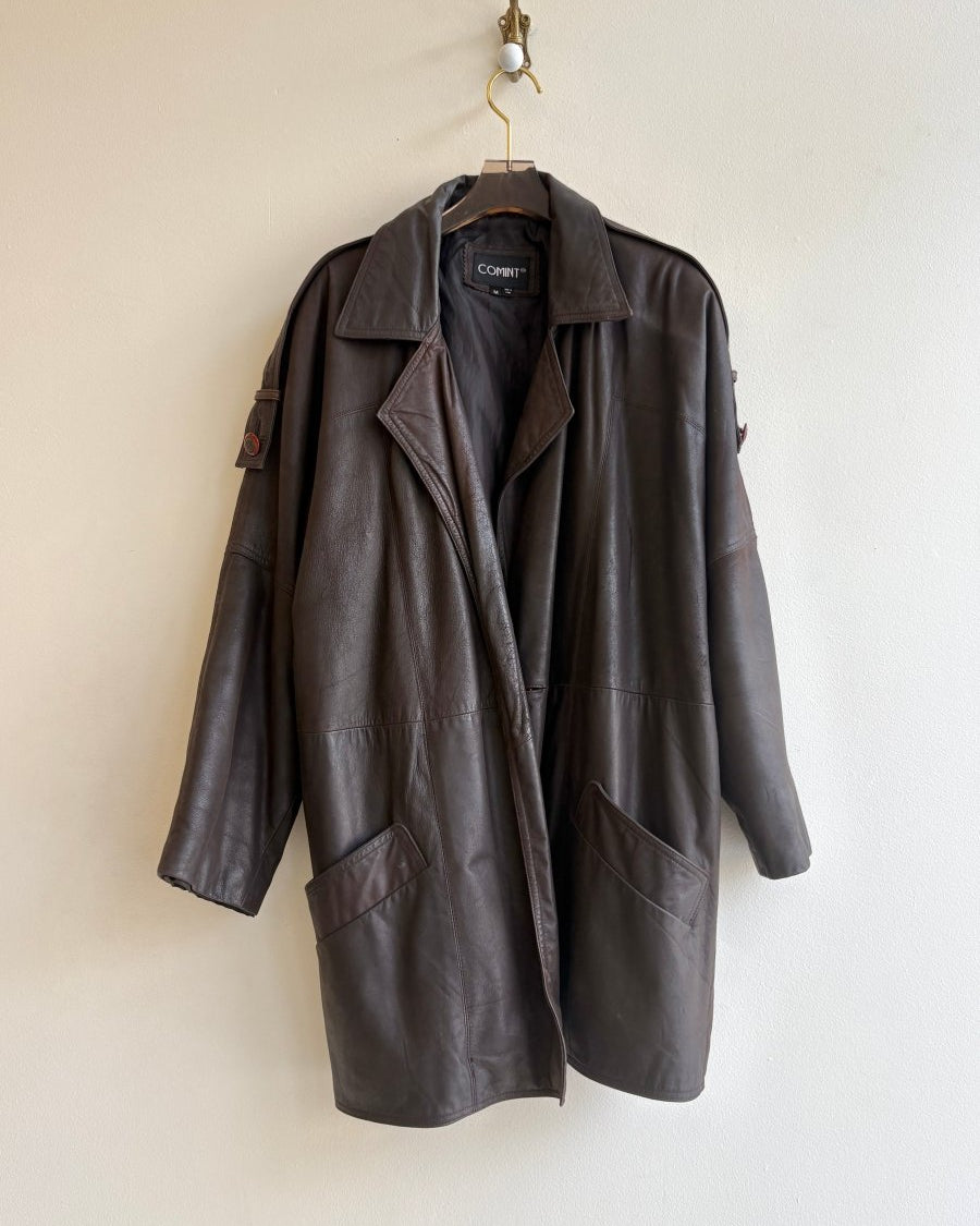 Comint | Chocolate Brown Leather Jacket (Vintage) - Made X Hudson