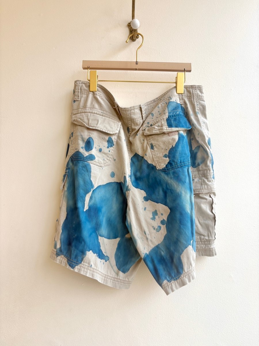 Blue Spilled Cyanotype Cargo Shorts (Reworked) - Made X Hudson