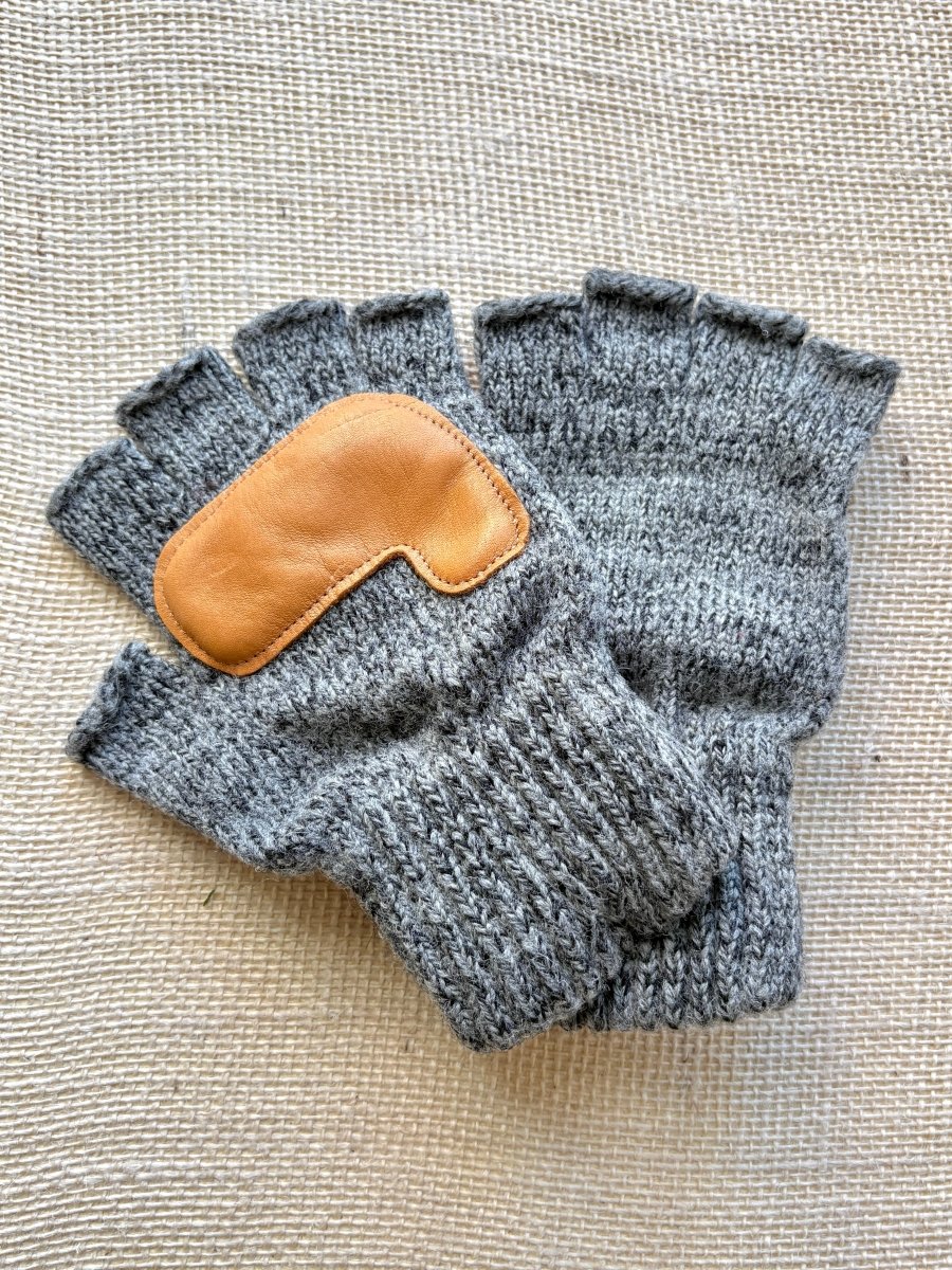 Fingerless Wool Gloves w/ Leather Palms | Womens One Size (Multiple Colors) - Made X Hudson