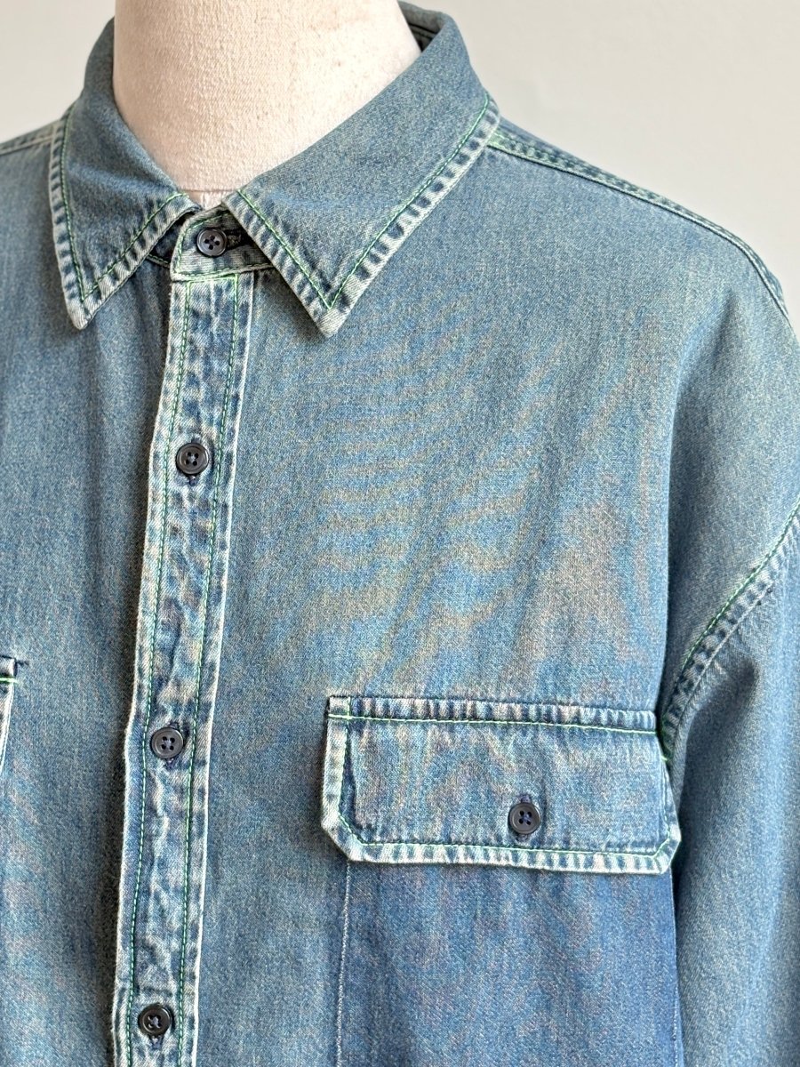 Lime Top - Stitch Denim Shirtjacket (Reworked) - Made X Hudson